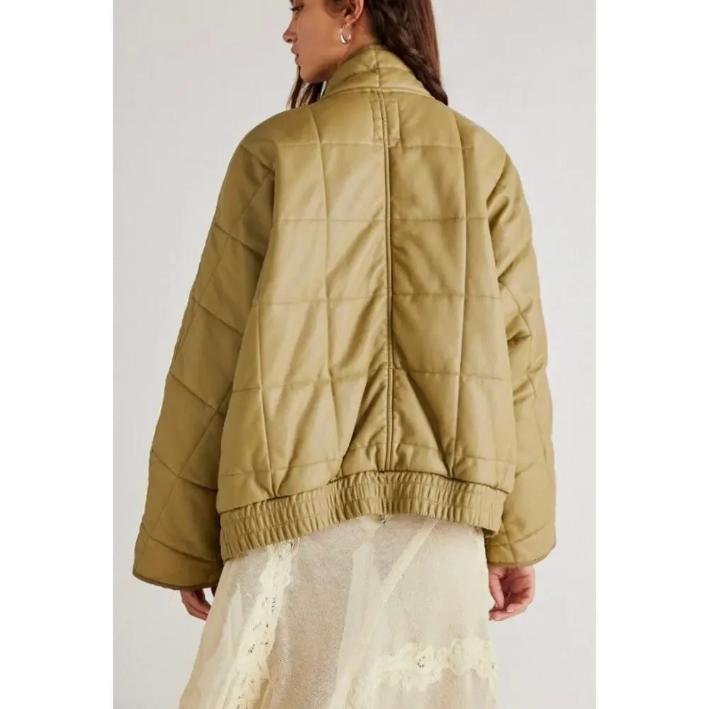 Free People / Doman Quilted Vegan Leather Jacket / Boho Jacket Staple - Picture 2 of 7